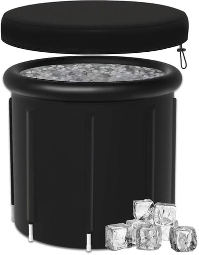 Amolass - IJsbad - Met Tas - Zitbad - Ice Bath - Opvouwbaar - 75x85x85cm - Zwart - Met Afdekhoes