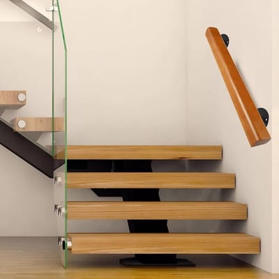 Houten leuningen voor binnen en buiten trappen, wandbeugels met antislip handgrepen, veilig en stevig voor woningen, gangen en terrassen met een draagkracht van 200 kg