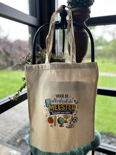 Creaties van Hier - Katoenen Tas voor de allerleukste Meester - Katoen - 38x42 cm