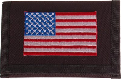 Klittenbandportemonnee Zwart 12x9cm - Applicatie 8x6cm vlag Amerika