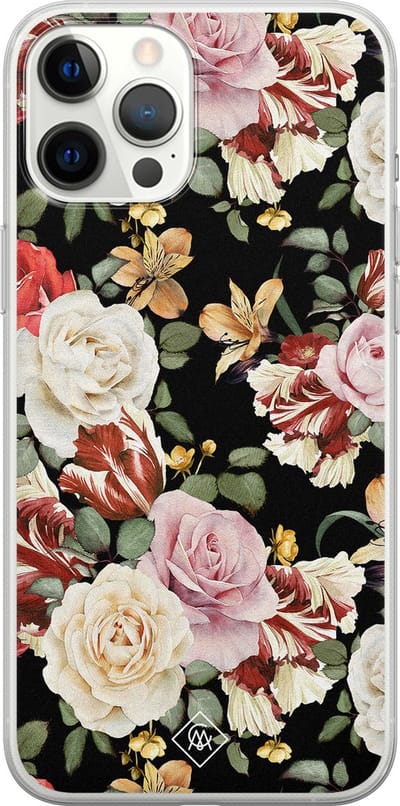 Casimoda® hoesje - Geschikt voor iPhone 12 Pro Max - Bloemen flowerpower - Siliconen/TPU telefoonhoesje - Backcover - Bloemen - Multi