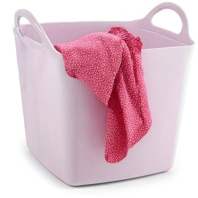 Plasticforte Kuip/emmer/wasmand - flexibel - roze - 27 liter - vierkant - kunststof - 36 x 34 x 37 cm
