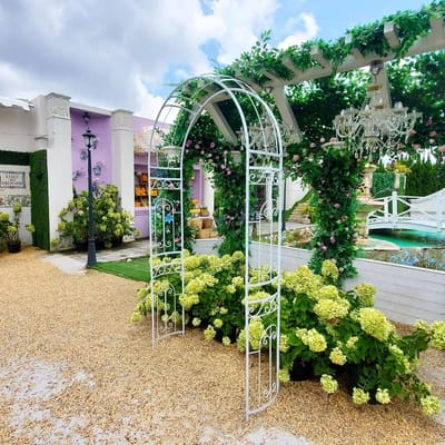 Rozenboog - Tuinboog - Klimplanten Steunen - Robuuste Stabiliteit - 242x114x35.5cm - Wit