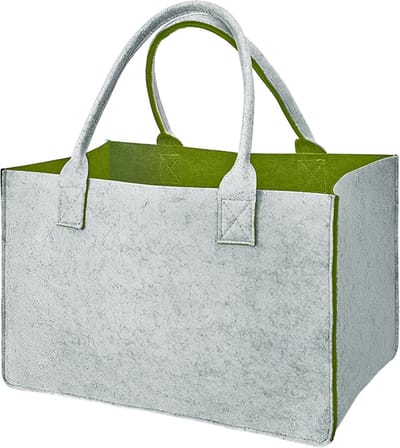 Vilten tas, boodschappentassen, 40 x 25 x 20 cm, grote boodschappentas met handvat, praktische boodschappenmand, veelzijdige draagtas voor het opbergen van hout, opvouwbare haardhouttas