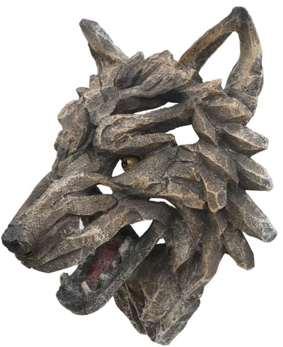 Decoratieve schedel MCW-H41, wanddecoratie hoofd trofee, polyresin indoor outdoor ~ wolf hoofd 32cm