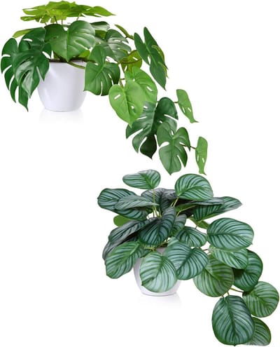 Kunstplant 45 cm Kunstplanten in pot voor binnendecoratie Thuis Bureau Badkamer Slaapkamer Woonkamer Decoratie (2 stuks)