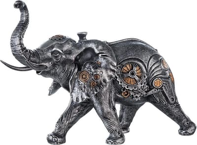 Metal design art -Olifant sculptuur urban punk hoogte 23 cm - polyresin