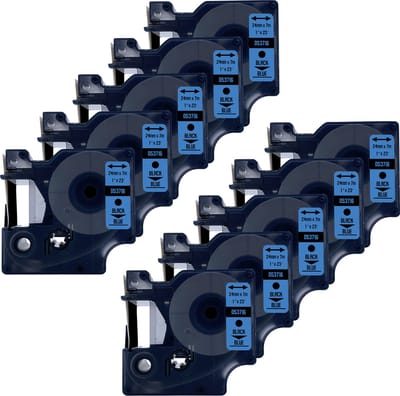 DULA Dymo D1 53716 - S0720960 - Compatible label tape - 10 lettertapes - Zwart op blauw - 24mm x 7m