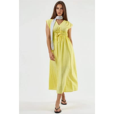 V-hals Midi-jurk met Strikdetail