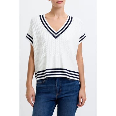 French Connection Babysoft Cable Knit V-neck Tank Vest Winter Wht/duch Blue Größe: XS | Strickjacken Outlet | Damen | Blau