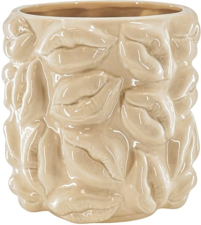 Housevitamin Pot - Planten Pot Lippen- Keramiek - 17,5x17,5x17,5cm Zand.