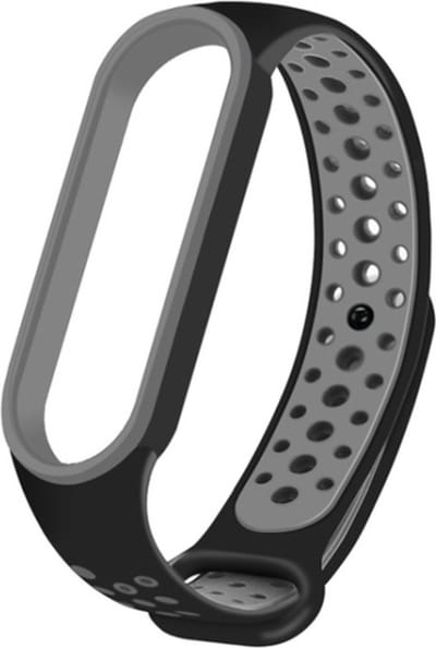 Siliconen bandje - geschikt voor Xiaomi Mi Band 5 / Mi Band 6 - zwart-grijs