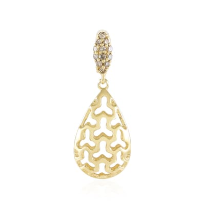 Cavill - Zilveren hanger 925 Sterling verguld - 12 I2 Champagne Diamanten 0 054 ct - Elegante druppelvormige hanger dames sieraden