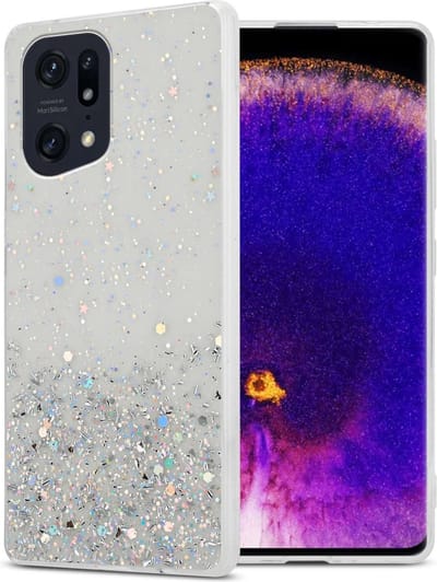 Cadorabo Hoesje geschikt voor Oppo FIND X5 PRO in Transparant met Glitter - Beschermhoes van flexibel TPU silicone met fonkelende glitters Case Cover Etui