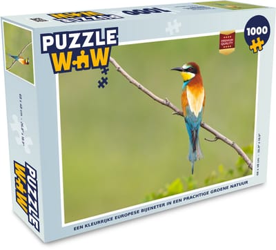 Puzzel Een kleurrijke Europese bijeneter in een prachtige groene natuur - Legpuzzel - Puzzel 1000 stukjes volwassenen
