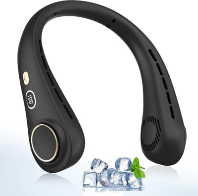 Draagbare Nekventilator, met LED-Display, 5 Snelheden, 1200mAh Bladloze Stille Persoonlijke Nekventilator, USB-Opladen, voor Kantoor, Sport, Reizen, Camping
