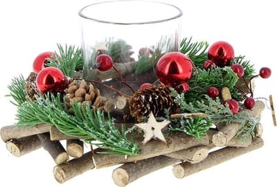 Kerstkandelaar met 1 kaarsenhouder Ø19cm - Hulst en Den - Plastic - SILUMEN