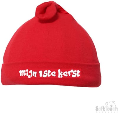 Soft Touch Babymuts Knotty "Mijn 1ste kerst"Junior Katoen Rood 0-6 maanden