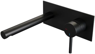 Brauer Black Edition Inbouw Wastafelmengkraan met Rechte Uitloop en Afdekplaat Model A1 Mat Zwart