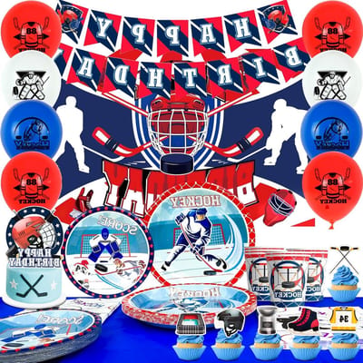 Hockey Feestdecoraties - IJshockey Feestartikelen - Verjaardagsfeest - 108 Delige Set - Standaard Formaat - Meerdere Kleuren