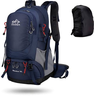 CarryQuest® 50L Wandelrugzak - Waterdichte Trekking Backpack met Rugventilatie & Heupgordel - Blauw