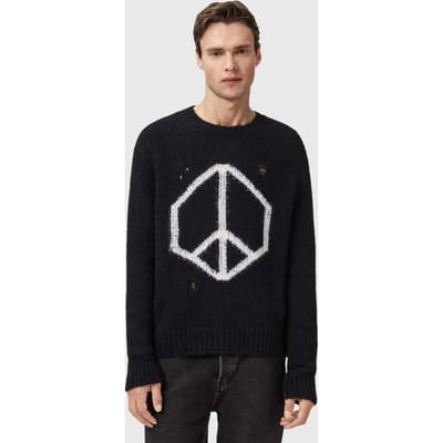 AllSaints Message Crew Black Taglia: XS | Maglioni a maglia Outlet | Uomo | Nero