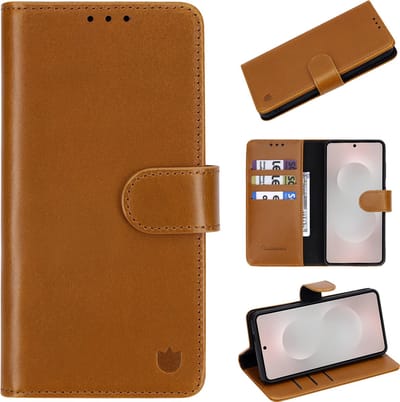 Casemania Echt Leren Hoesje Geschikt voor Samsung Galaxy S26 - Sienna Brown - Leer 2 in 1 Magnetisch Afneembare Book Case - Portemonnee Hoes met Pasjeshouder - Geschikt voor MagSafe