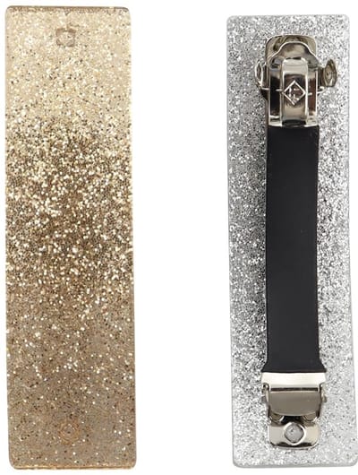 SnelShoppen - Grote Rechthoekige Haarklemmen - 2 Stuks Acetaat Haarklemmen met Glad Grip voor Vrouwen, Goud/Zilver Sieraden, Lengte 9 cm, Geschikt voo