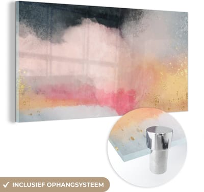 MuchoWow® Glasschilderij 40x20 cm - Schilderij acrylglas - Verf - Abstract - Design - Foto op glas - Schilderijen