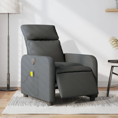 vidaXL - Massagestoel - elektrisch - verstelbaar - stof - donkergrijs