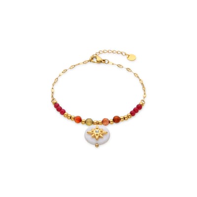 Luxenter witte parelmoer armband afgewerkt in 18k geel goud - Zador
