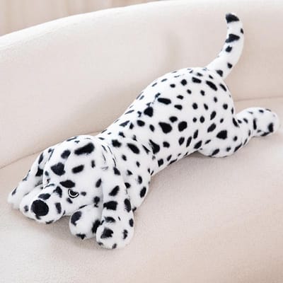 6080100Cm Gesimuleerde Zwarte Hond Pluche Speelgoed Levensgetrouwe Dalmatiër Pluche Pop Zacht Knuffeldier Jongen Meisje Verjaardagscadeau 60cm wit