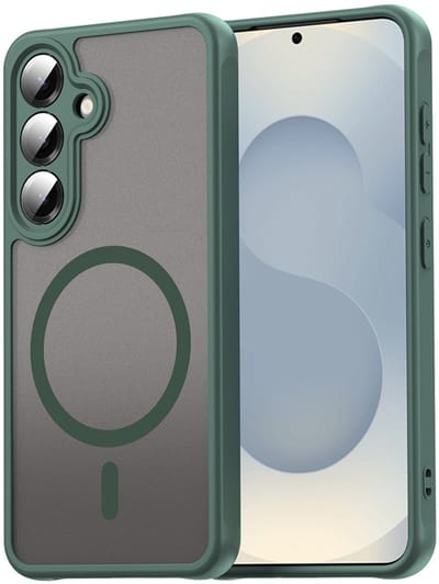 MobyDefend Hoesje - Geschikt voor Samsung Galaxy S24 - Case Geschikt voor MagSafe - Mat Transparant Met Gekleurde Rand - Groen
