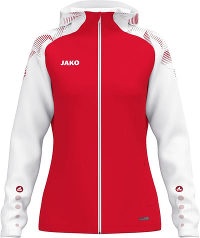 Jako Sonic Jas Met Kap Dames - Rood / Wit | Maat: 34/36