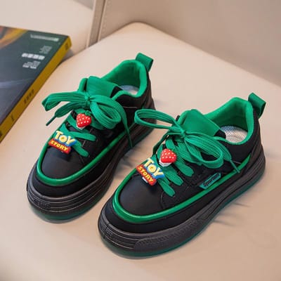 Jongensschoenen Lente en Herfst Sportschoenen Leuke Decoratieve Casual Schoenen Meisjes Leer Veters Koreaanse Versie Kinderschoenen 31 blue