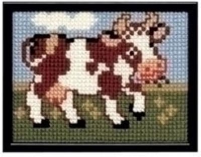 Pako kinder borduurpakket kruissteek - Koe - geprint stramien- 027.041 -DIY kids kit