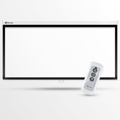 UpLiving® Elektrisch Projectorscherm | Wit | 1.3 gain | Behuizing 224cm Breed | 100 inch | 4:3 | 2.1m Snoer Links | Beamerscherm | Projectiedoek | Projectieschermen | Projectiescherm beamer