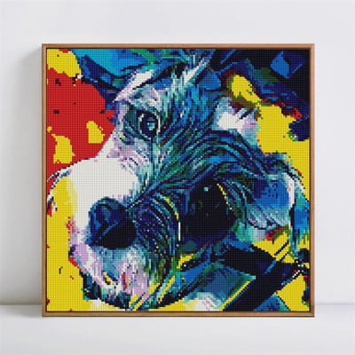 Broderie Peinture Diamant Affichage Complet Animal Rond Complet 5D Point de Croix Chien Coloré Strass 30x30CM