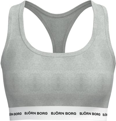 Björn Borg Logo Soft Sporttop Dames - Sportbeha Vrouwen - Katoen - Grijs - Maat S