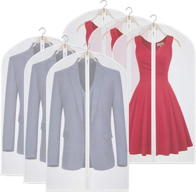 SnelShoppen - Ruibo Doorzichtige Kledingtassen voor Kleding Ophangen, 61x103 cm, 6 Stuks, Ademend Peva/Polyester, Stof- en Waterbestendig, Perfect voo