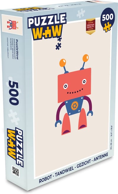 Puzzel Robot - Tandwiel - Gezicht - Antenne - Kids - Jongetjes - Legpuzzel - Puzzel 500 stukjes