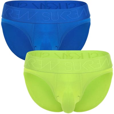 SUKREW Classic Brief Multipack 1x Mojito + 1x Blue Hawaii - MAAT XS - Heren Ondergoed - Slip voor Man - Mannen Brief