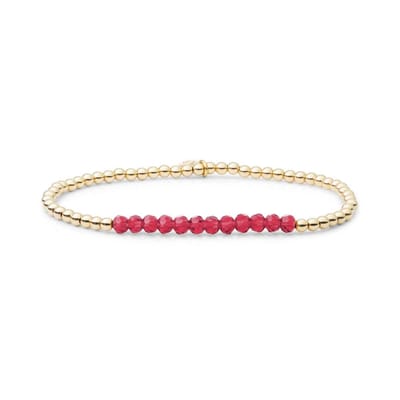 Sparkling Jewels Armband - Fuchsia Quartz Universe - Goud 3mm SBG-GEM51-3MM-LINE