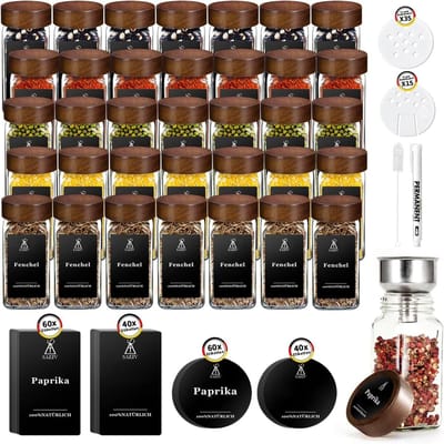 Seth Select Kruidenpotjes - Glazen kruidencontainer van 120 ml: 24-delig - Kruidenbewaarpotjes - Kruidencontainer met deksel