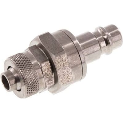 RVS DN 7.2 (Euro) Luchtkoppeling Insteeknippel 8x10 mm Push-On Double Shut-Off - CLP7-N-S-SV-8