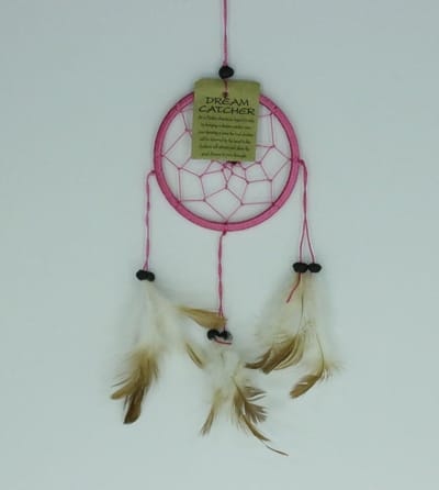 Dromenvanger / Dreamcatcher Ø9cm zonder kleintjes  - donkerroze