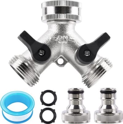 Y-verdeler 3/4 inch waterkraan - zilver - tuinslang connector - ruwe strip - rubberen ringen