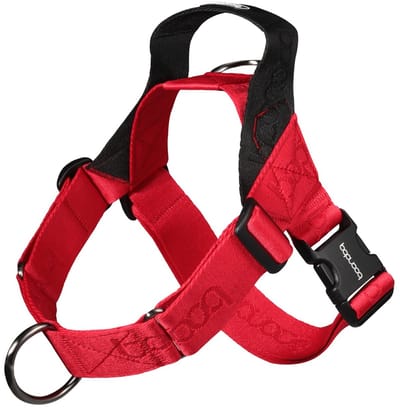 Boondog Hondentuig 0109 - Anti Trek - 2 Bevestigingspunten - Met Handvat - Verstelbaar - Comfortabel Harnas - Red - Maat M