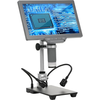 Digitale microscoop met 10,1   IPS-scherm TV Digitale microscoop voor elektronische reparatie Munt grijs