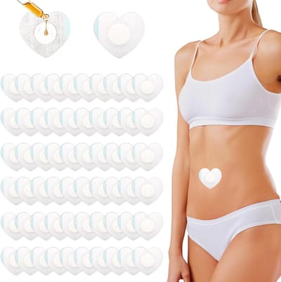 60 stuks castoroliepatches - navelpleisters - hartvormige ricinusolie navel - castorolie wrap - ricinusoliepleister navel - ideaal voor onderweg - kantoor - thuis - school - als cadeau - 7,7 cm - gezondheidsvoordelen - natuurlijke remedies